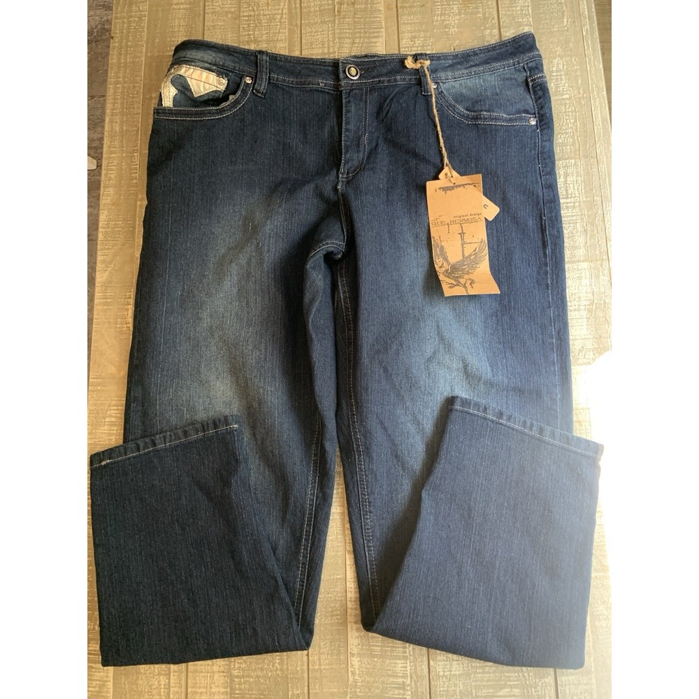 Que Hermosa Women's Blue Denim Rhinestone Stretch Jeans Size 24 NWT New Pants